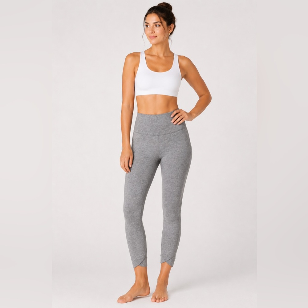 Beyond Yoga High Waisted Midi Leggings Heather Gray Crossover Ankle Size XS